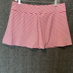 JoFit Skort Skirt Womens L‎ Pink Stripe Golf Tennis Pickleball Pull On Stretch